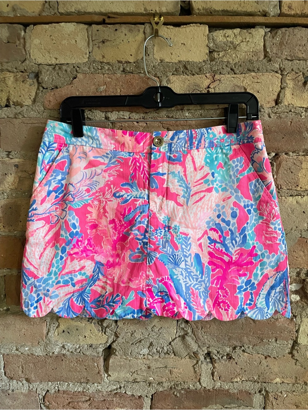 Lilly Pulitzer Pink & Blue Floral Scallop Hem Skort with Pockets